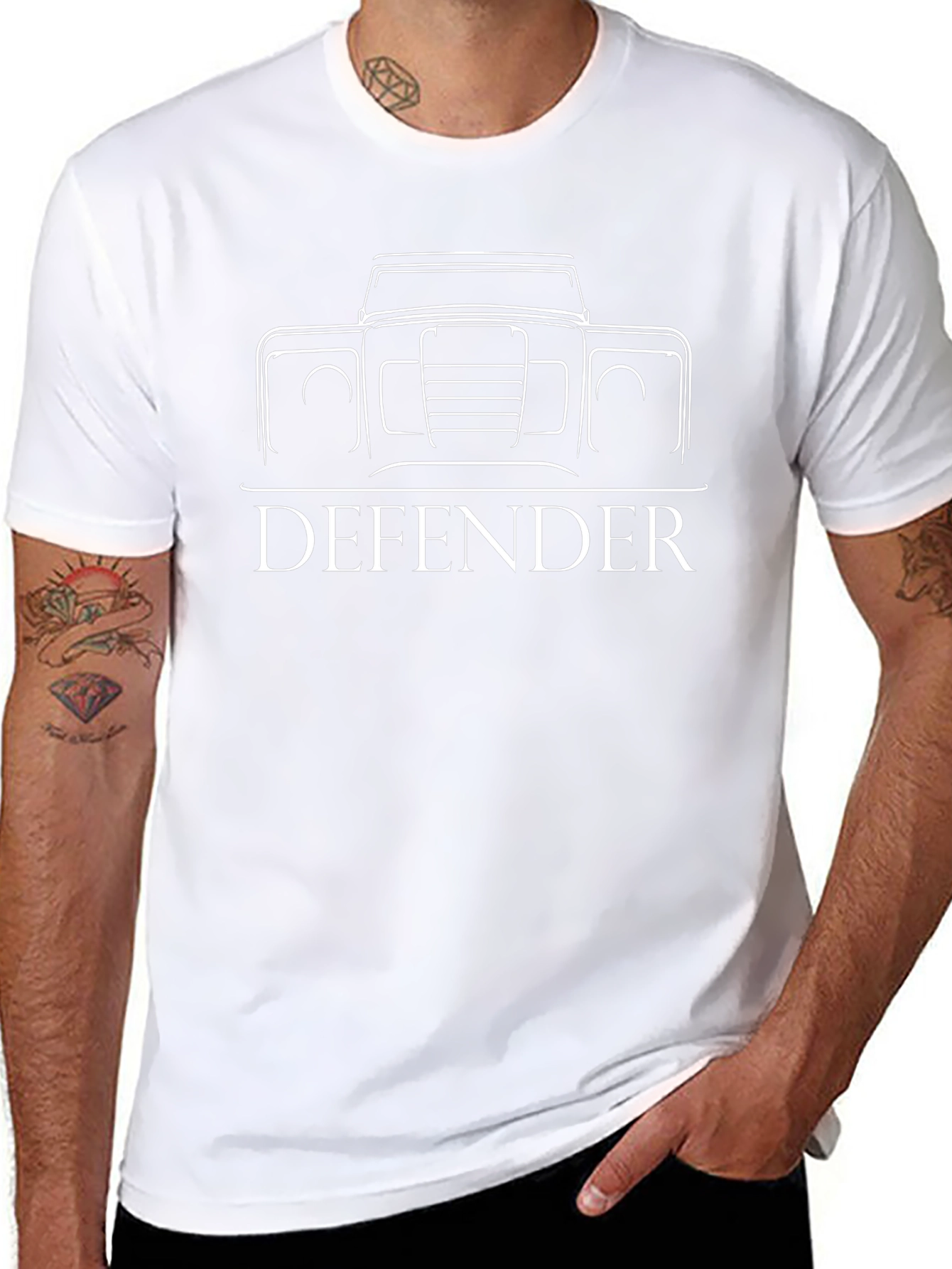 Defender Car Outline Black T-Shirt