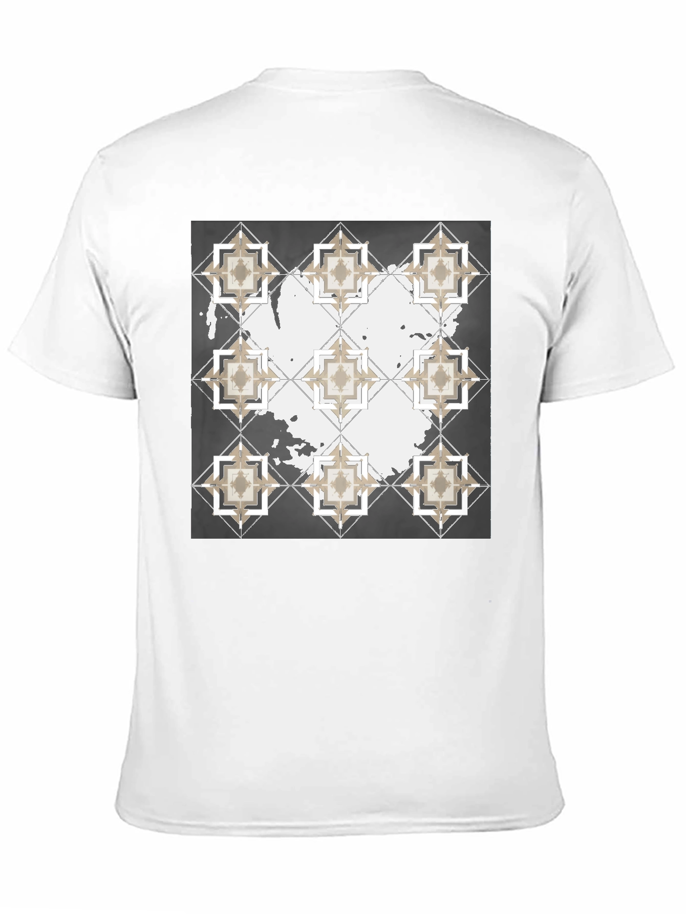 Geometric Tile Print Crew Neck T-Shirt