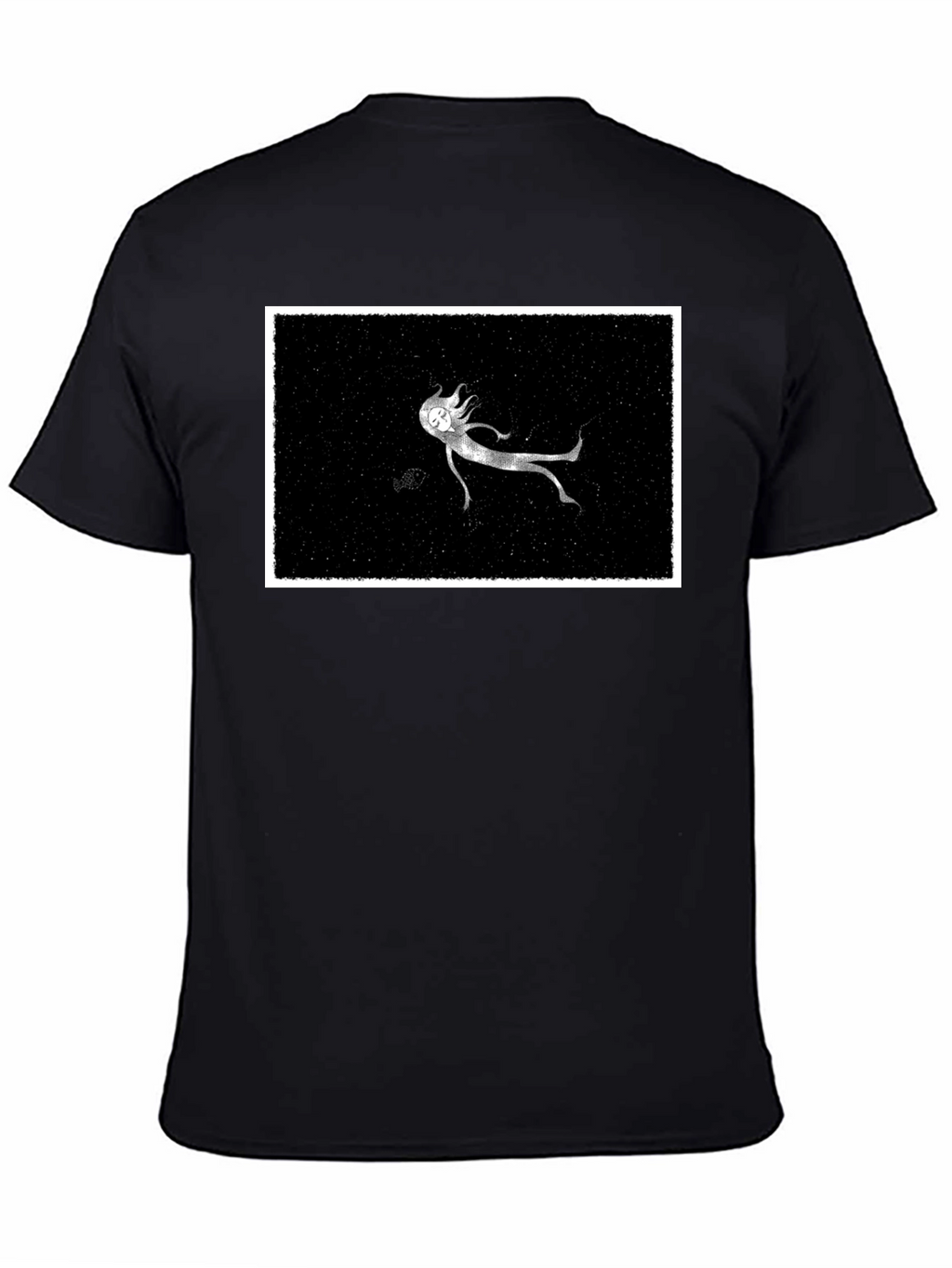 Ghostly Figure Graphic Tee - Black Cotton Comfort