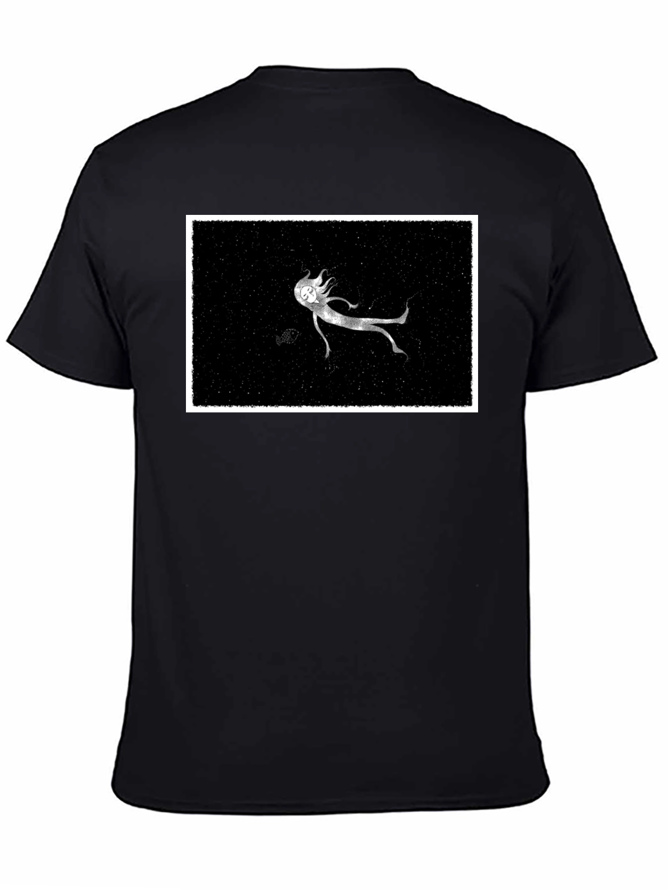 Ghostly Figure Graphic Tee - Black Cotton Comfort