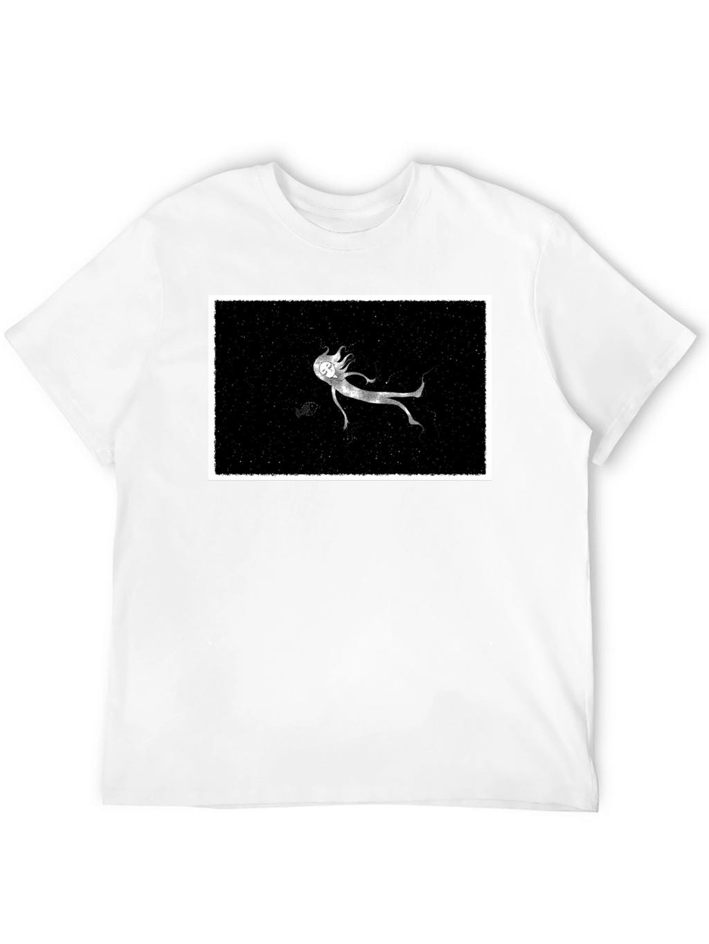 Ghostly Figure Graphic Tee - Black Cotton Comfort