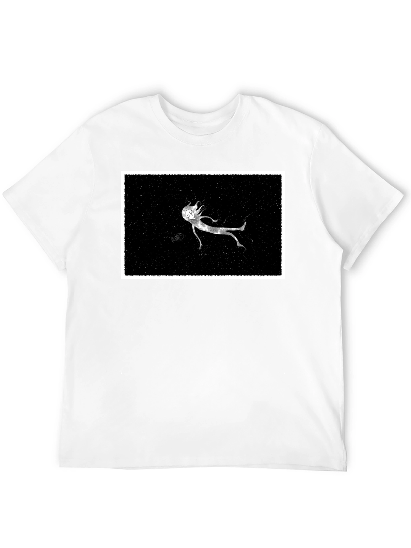 Ghostly Figure Graphic Tee - Black Cotton Comfort