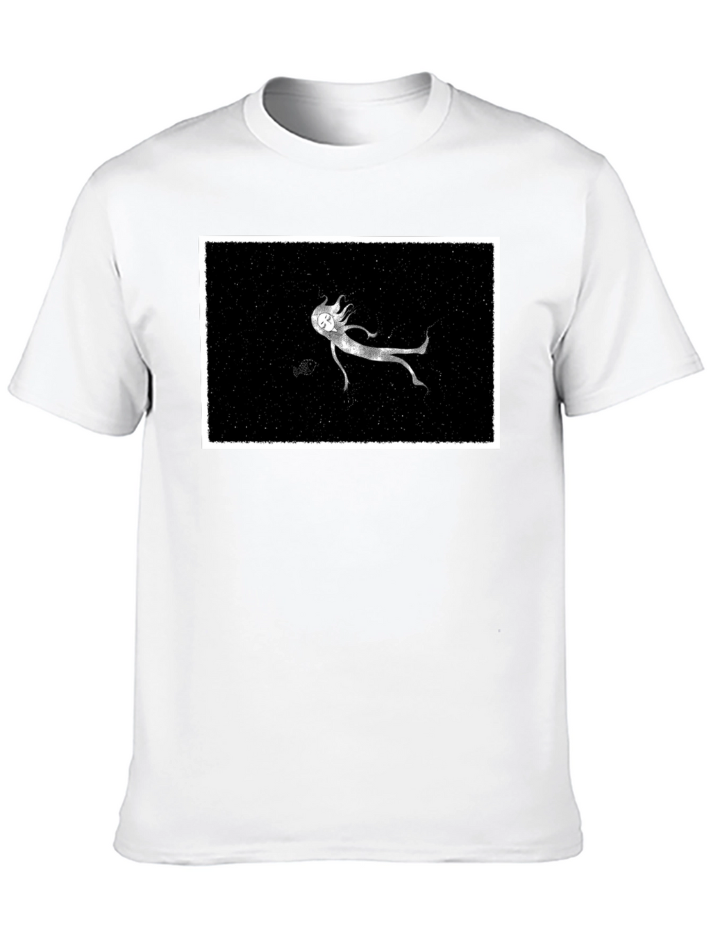 Ghostly Figure Graphic Tee - Black Cotton Comfort