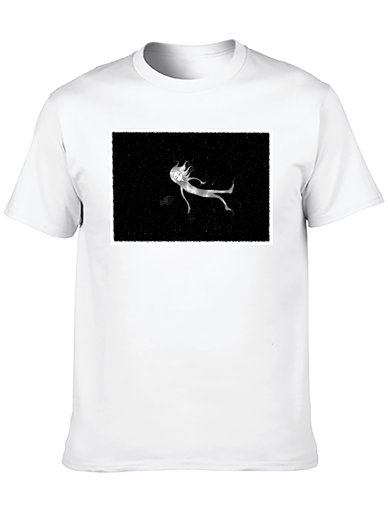 Ghostly Figure Graphic Tee - Black Cotton Comfort