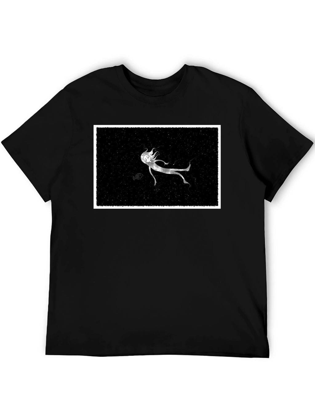 Ghostly Figure Graphic Tee - Black Cotton Comfort