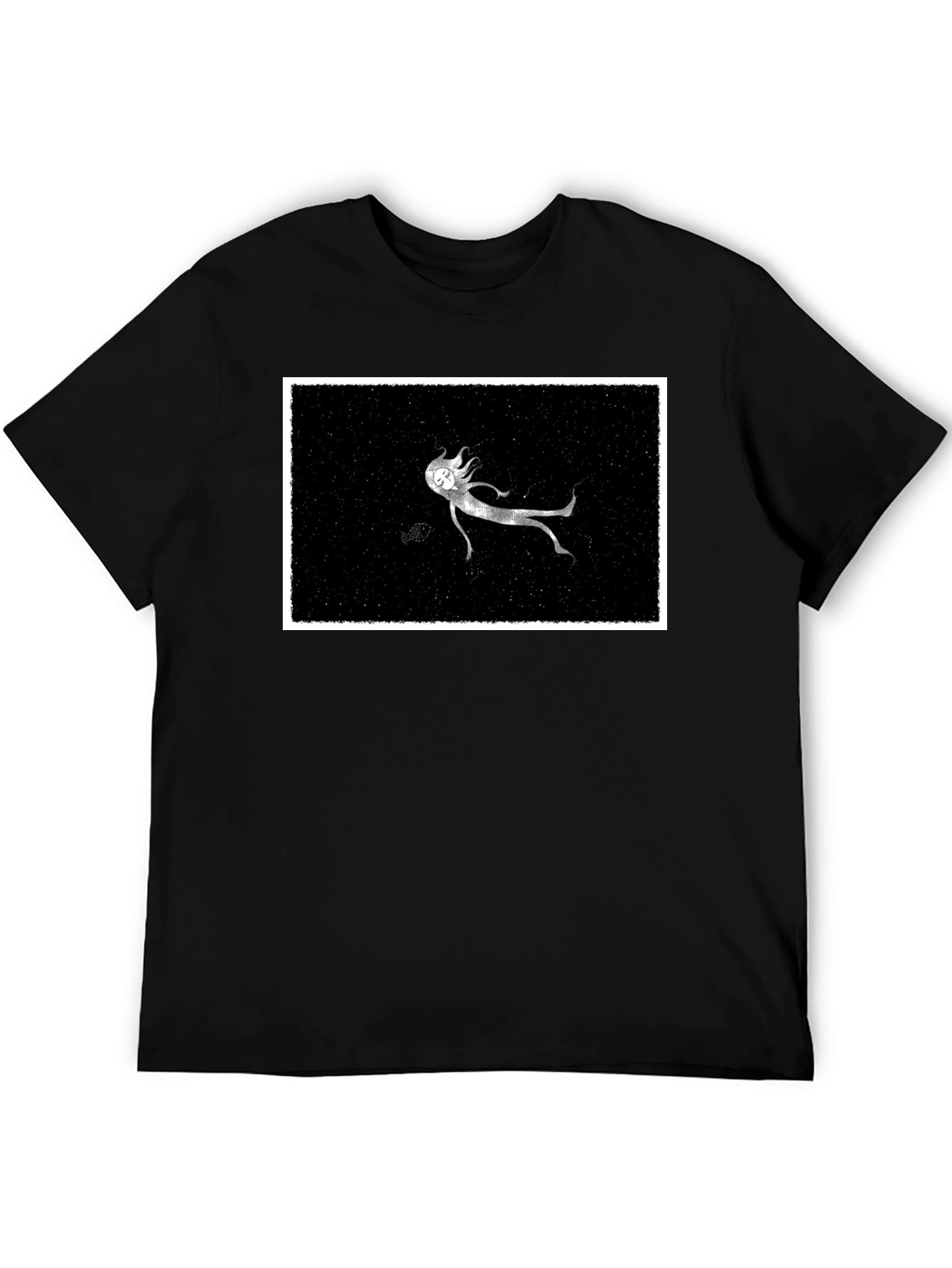 Ghostly Figure Graphic Tee - Black Cotton Comfort