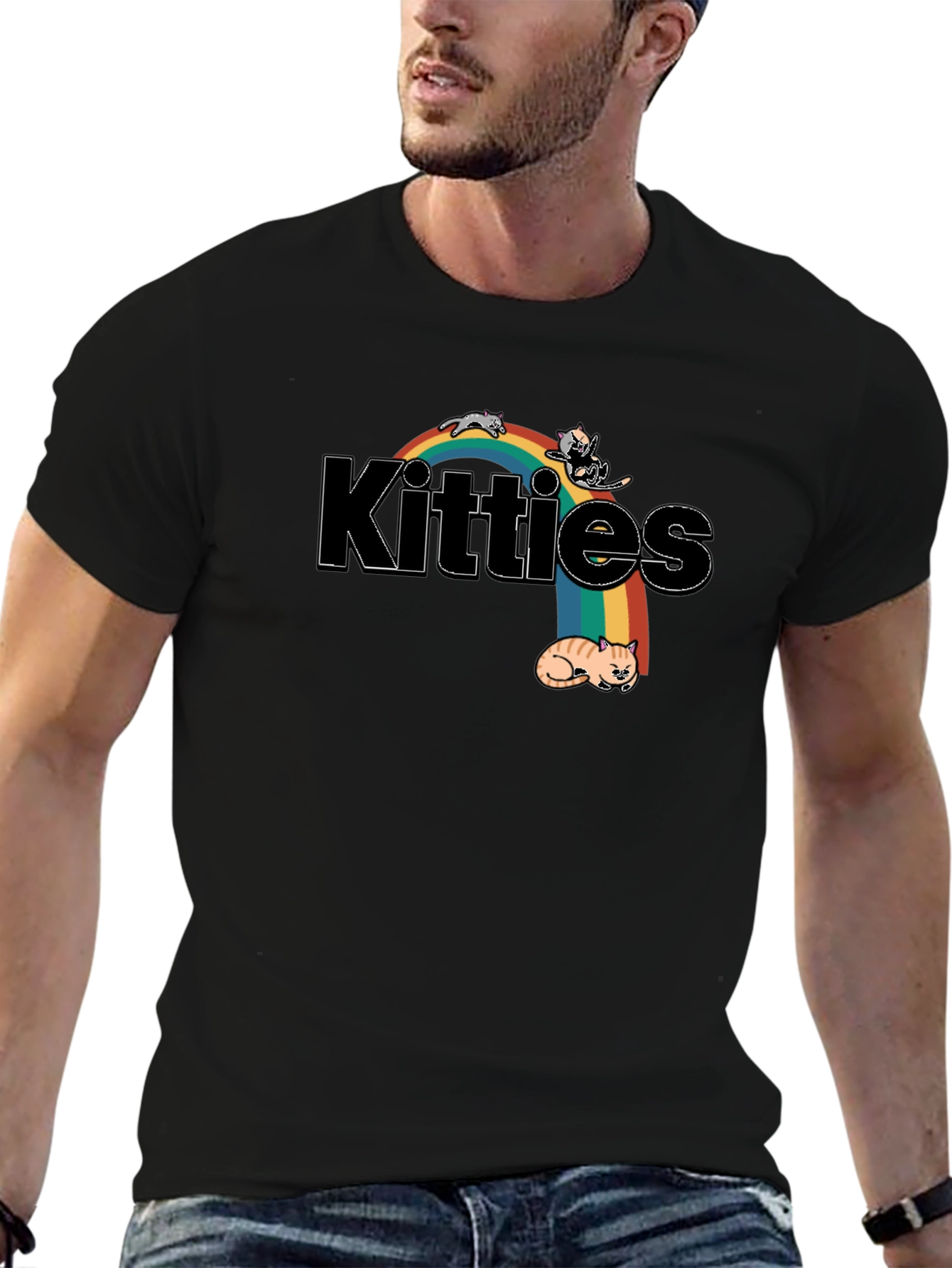 Kitties Rainbow Graphic T-Shirt - Cute Cat Lover Tee