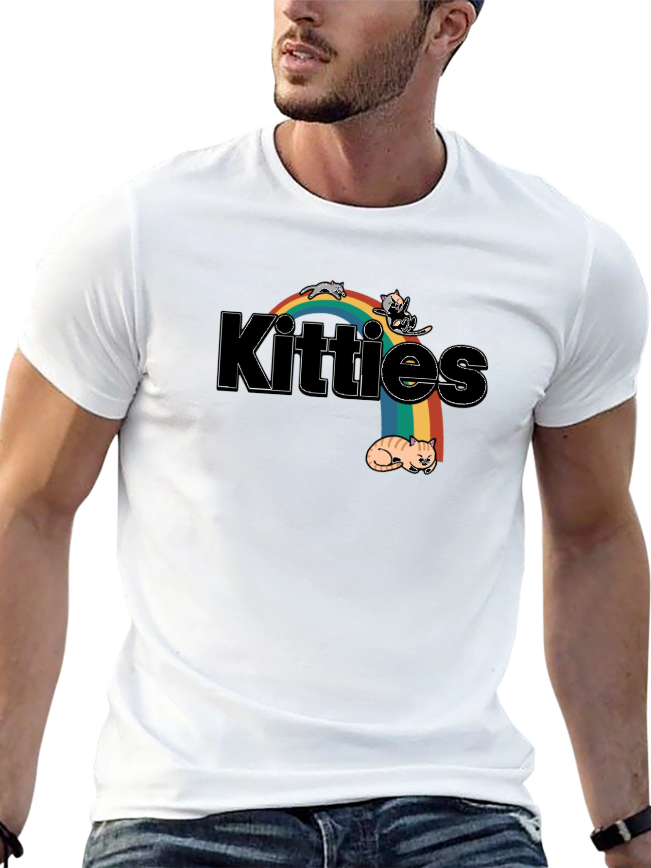 Kitties Rainbow Graphic T-Shirt - Cute Cat Lover Tee