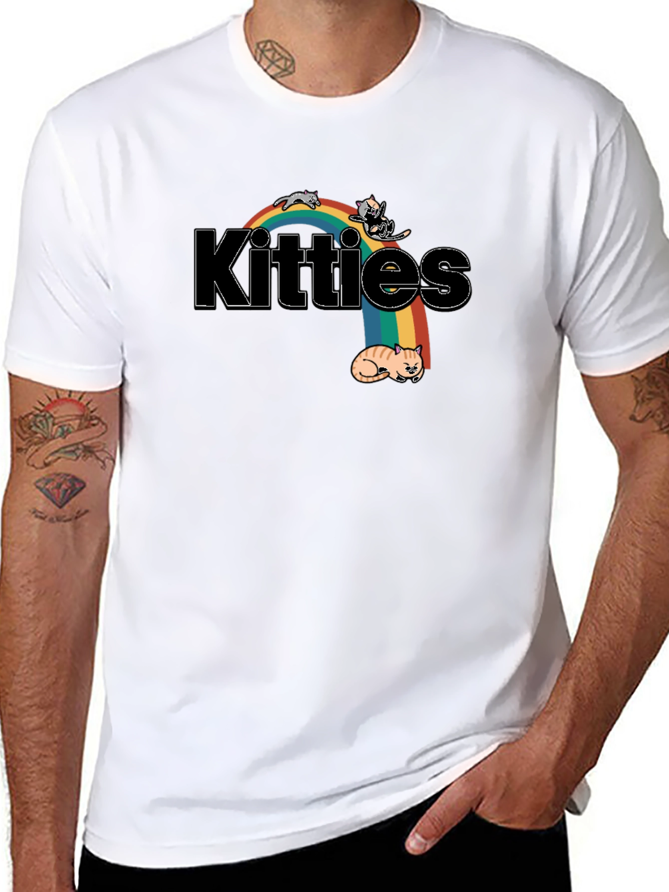 Kitties Rainbow Graphic T-Shirt - Cute Cat Lover Tee