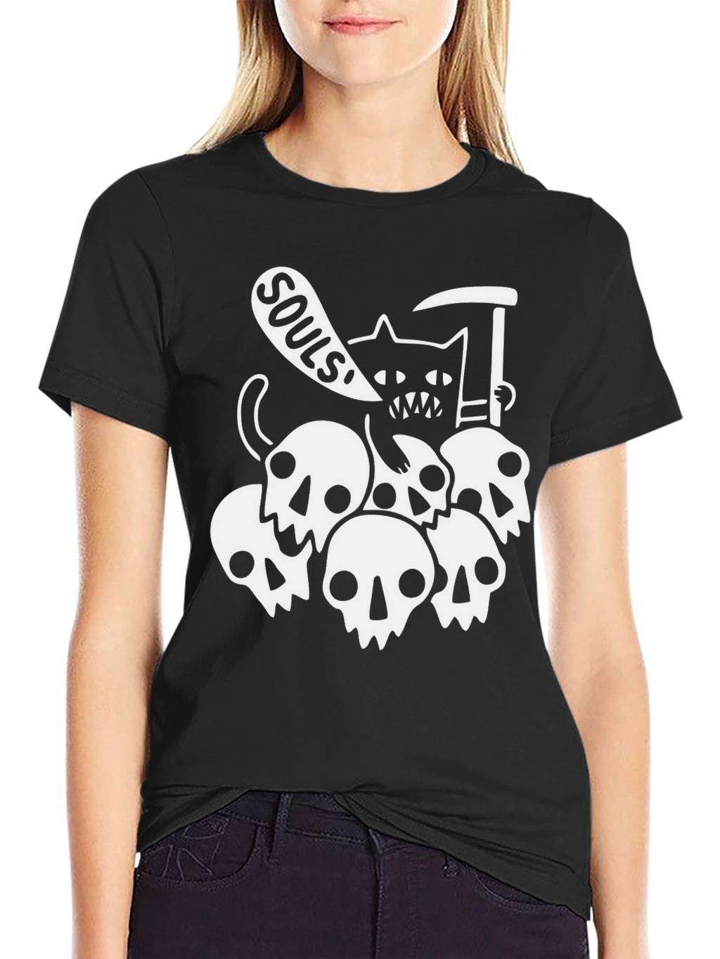 Grim Reaper Cat T-Shirt - Souls Design