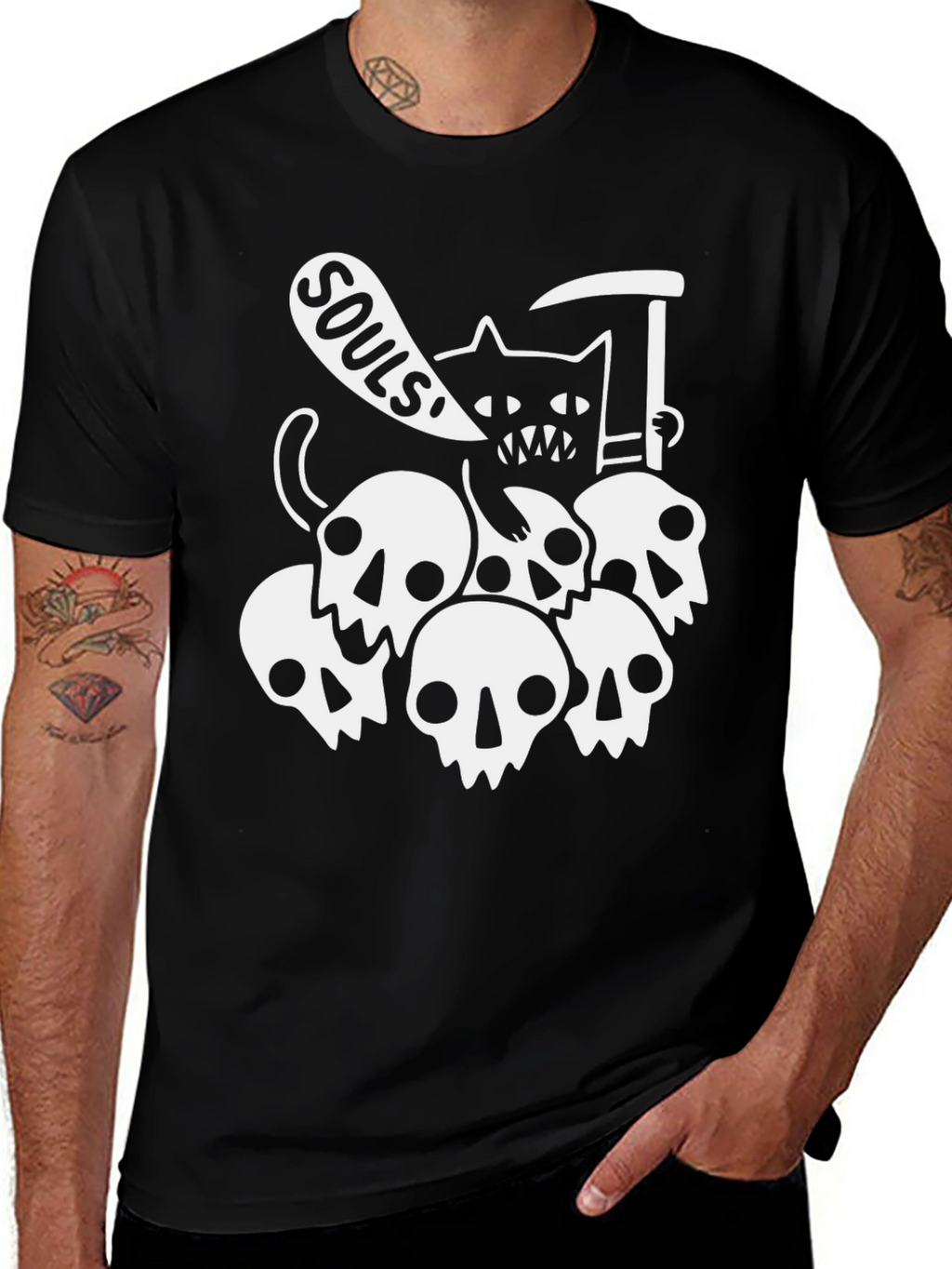Grim Reaper Cat T-Shirt - Souls Design
