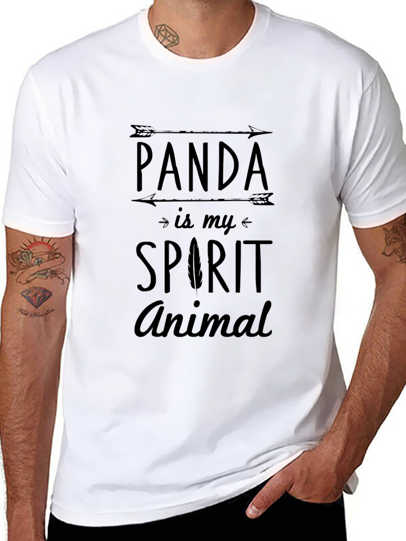 Panda is My Spirit Animal T-Shirt Black Cotton