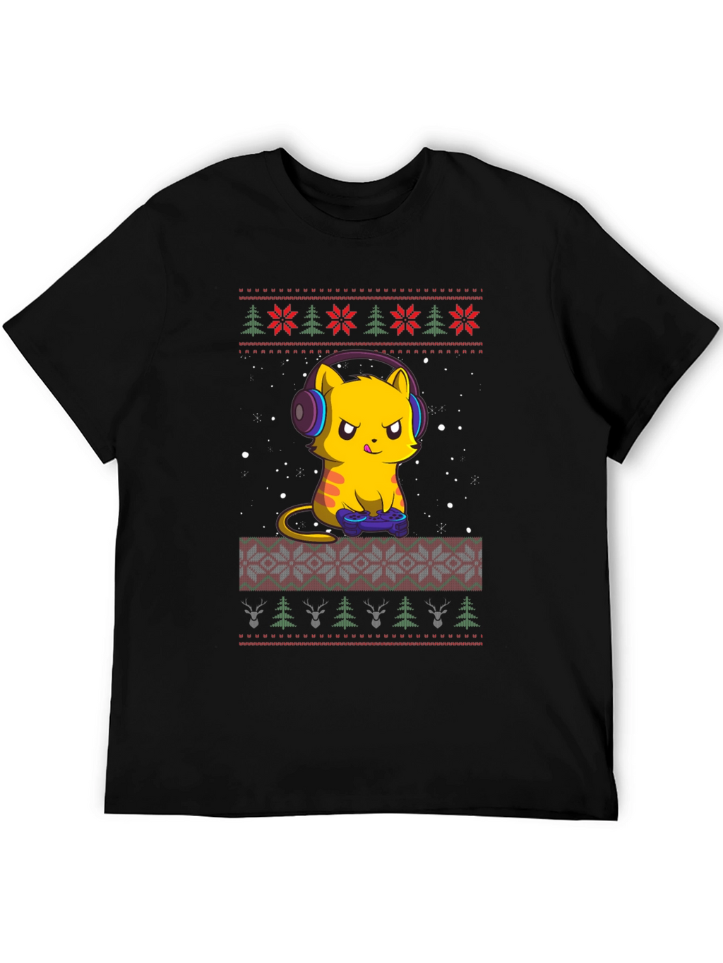 Gamer Cat Christmas Ugly Sweater T-Shirt