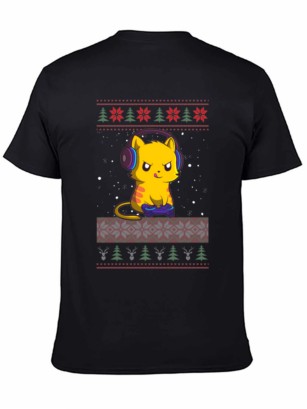 Gamer Cat Christmas Ugly Sweater T-Shirt