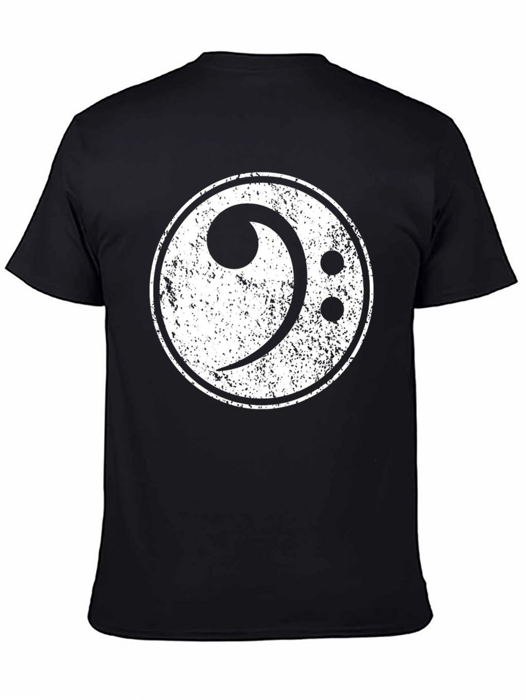 Bass Clef Distressed Graphic Black T-Shirt