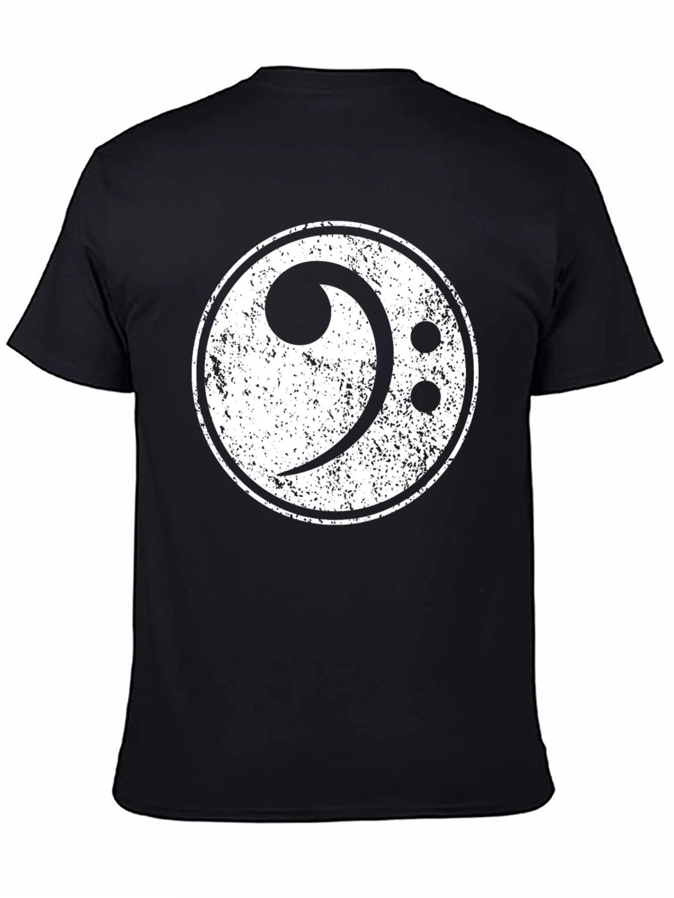 Bass Clef Distressed Graphic Black T-Shirt