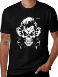 Cool Monkey Skull Graphic Tee - Black T-Shirt