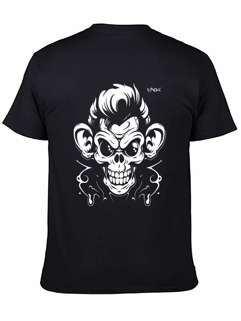 Cool Monkey Skull Graphic Tee - Black T-Shirt