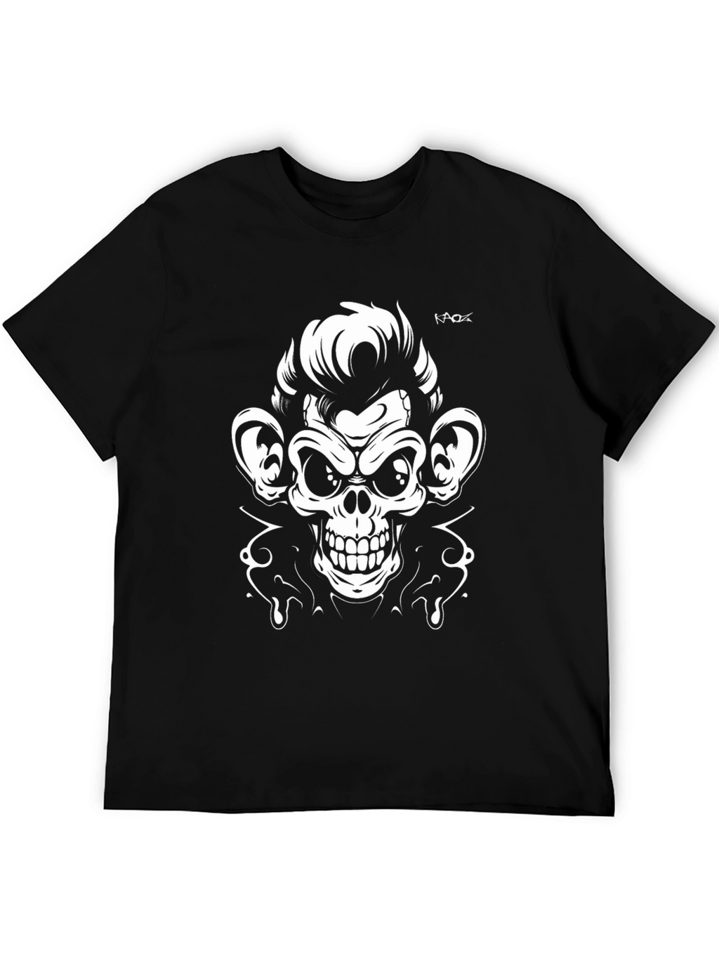 Cool Monkey Skull Graphic Tee - Black T-Shirt