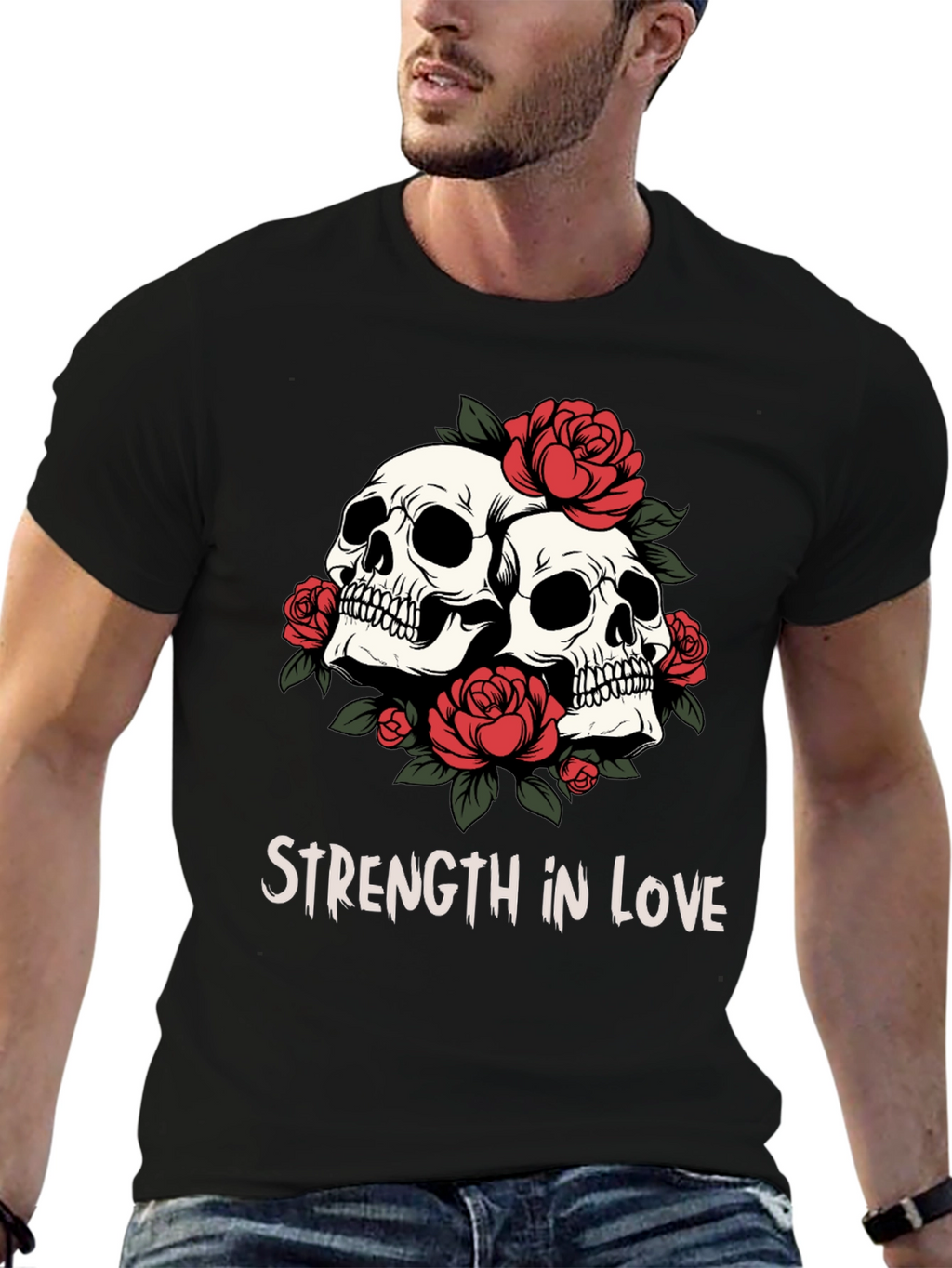 Skull & Roses Graphic Tee - Strength in Love