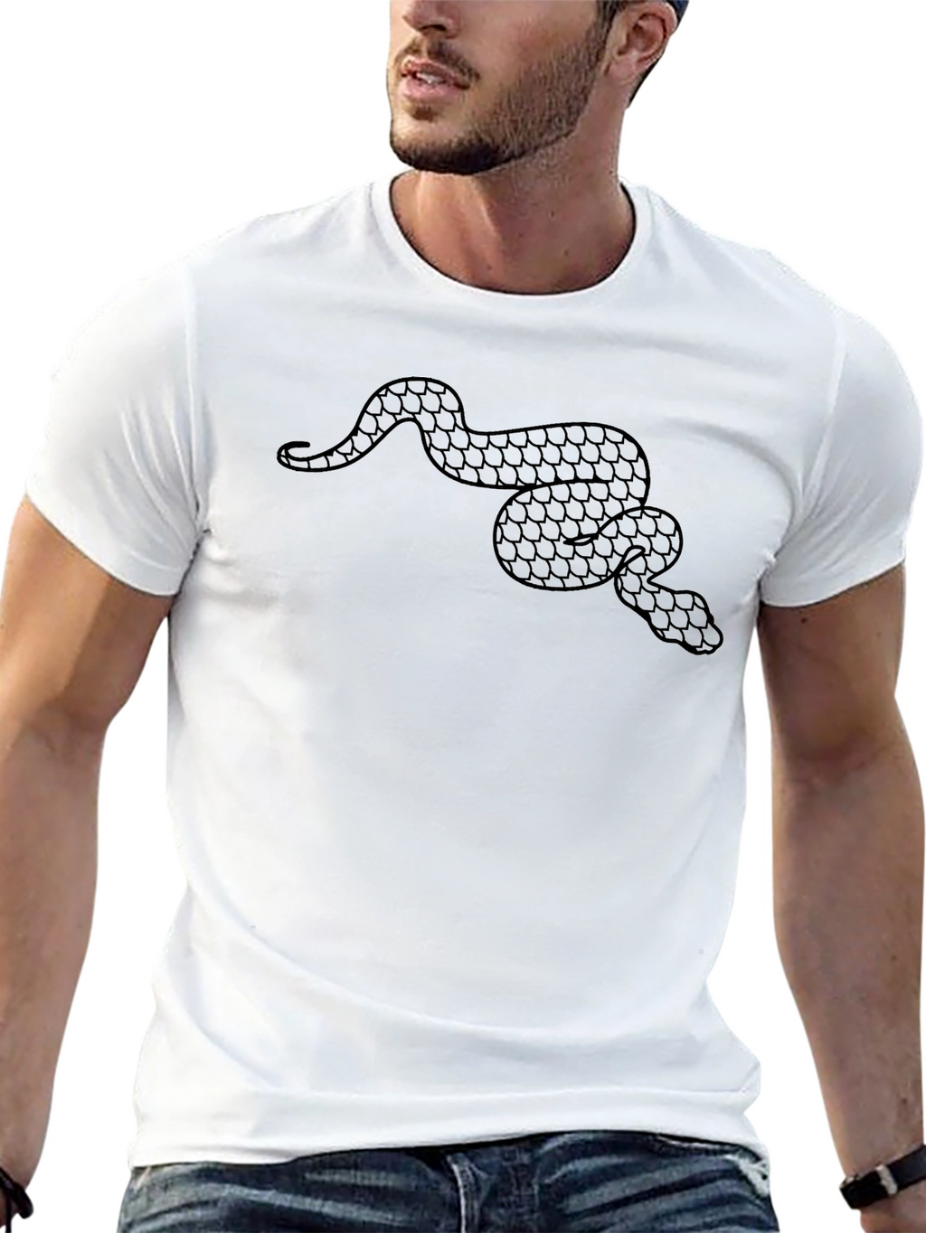 Mens Black Snake Graphic T-Shirt