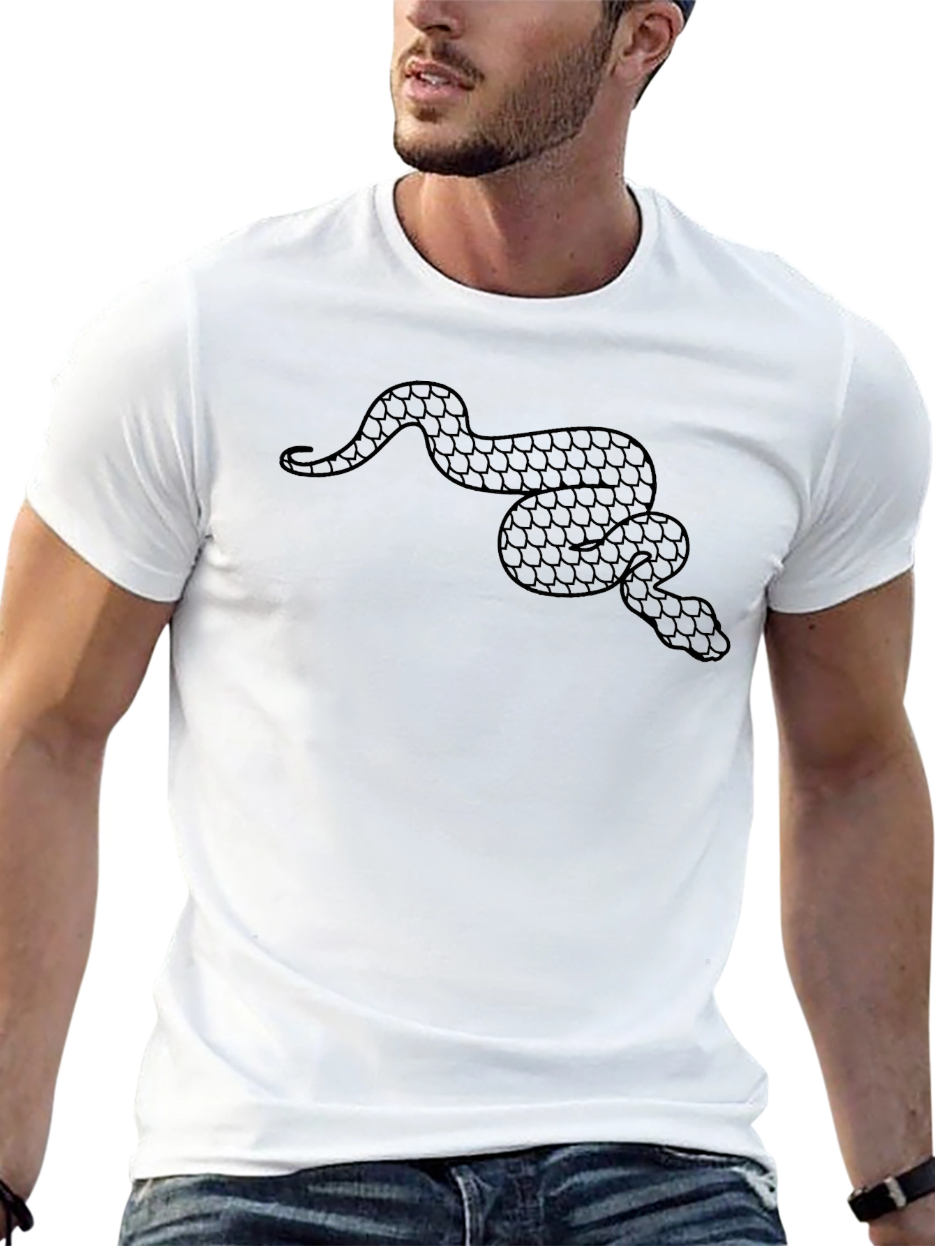 Mens Black Snake Graphic T-Shirt