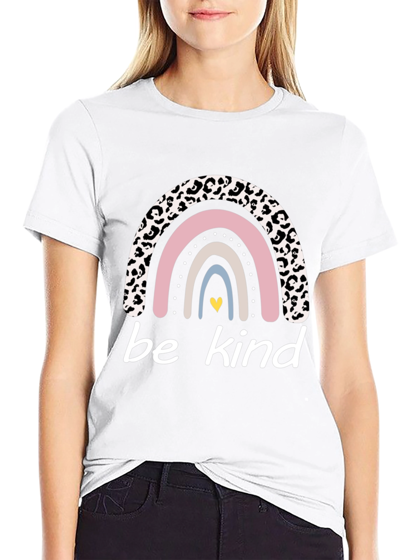 Be Kind Rainbow Leopard Print T-Shirt