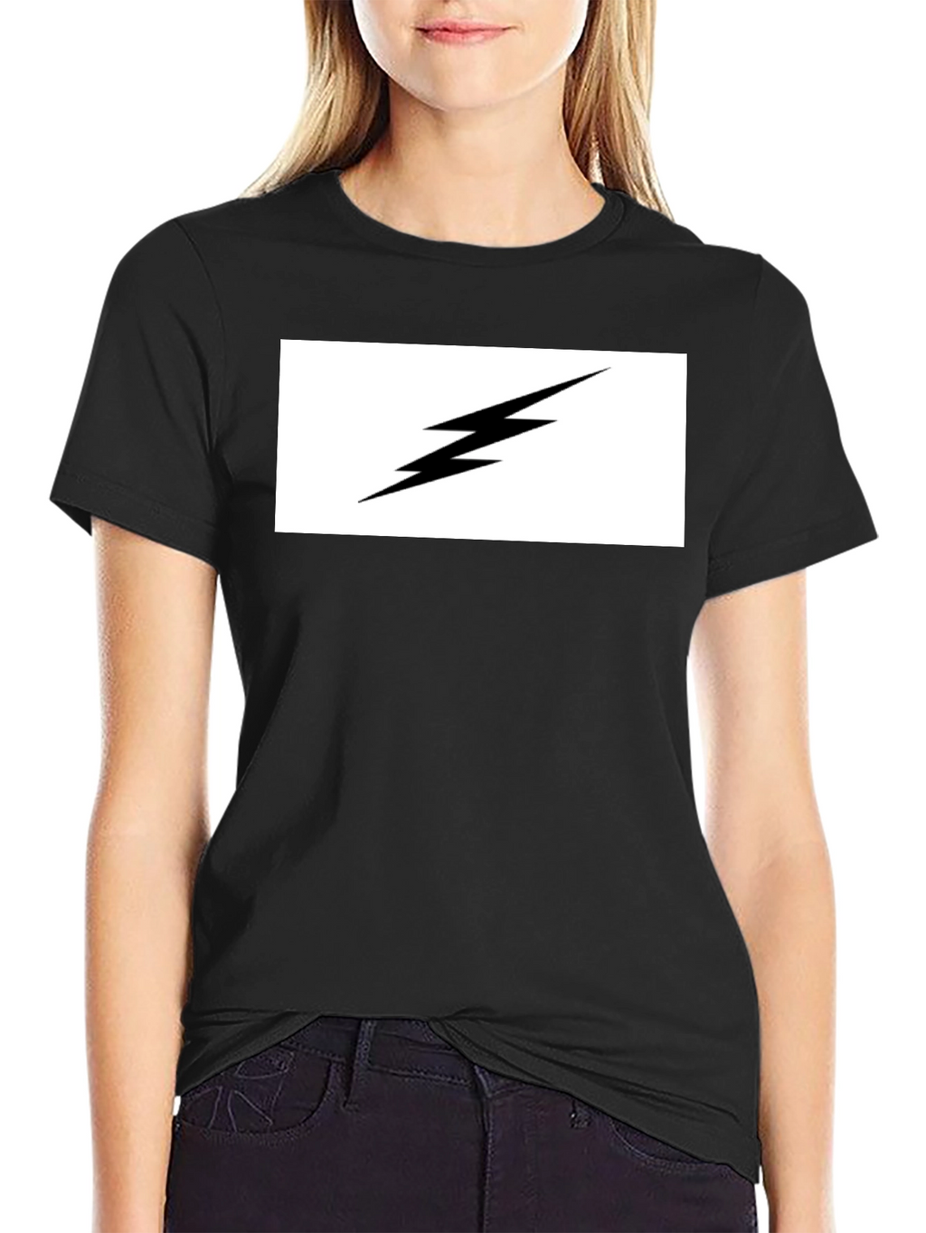 Lightning Bolt Graphic Tee - Black Cotton T-Shirt