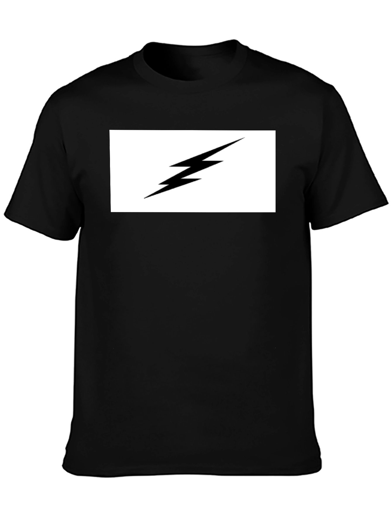 Lightning Bolt Graphic Tee - Black Cotton T-Shirt