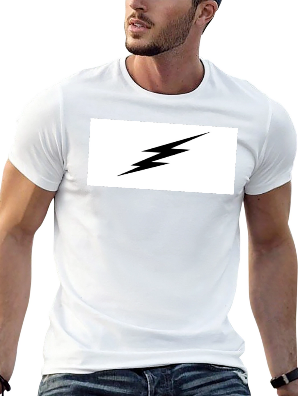 Lightning Bolt Graphic Tee - Black Cotton T-Shirt