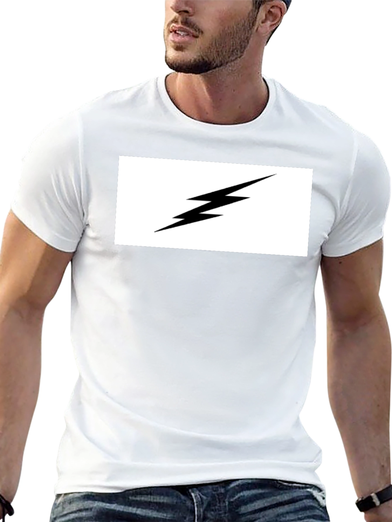 Lightning Bolt Graphic Tee - Black Cotton T-Shirt