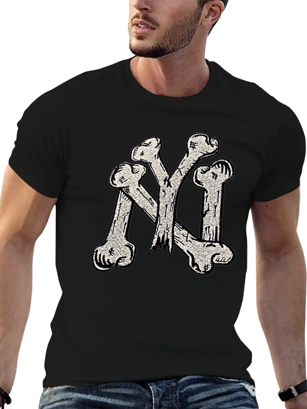 Bone NY Tee - Black Cotton Graphic T-Shirt