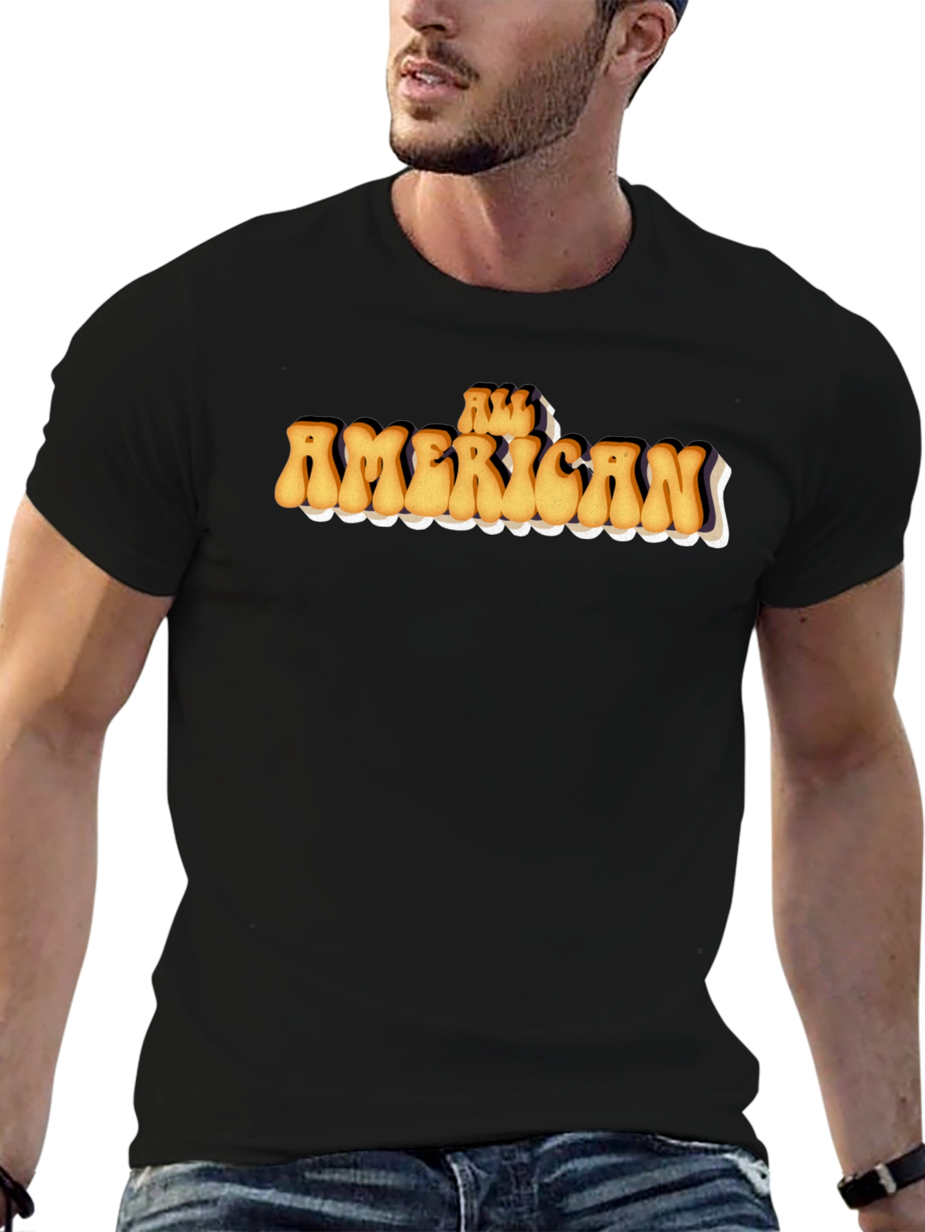 All American Retro Graphic Tee - Black