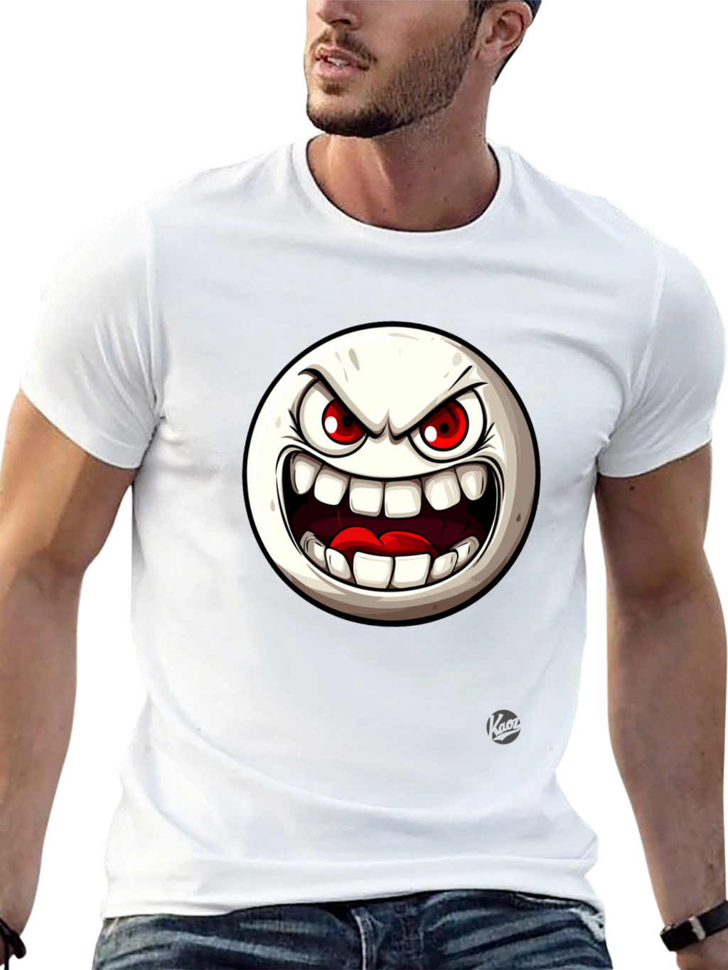 Angry Face Graphic Black T-Shirt
