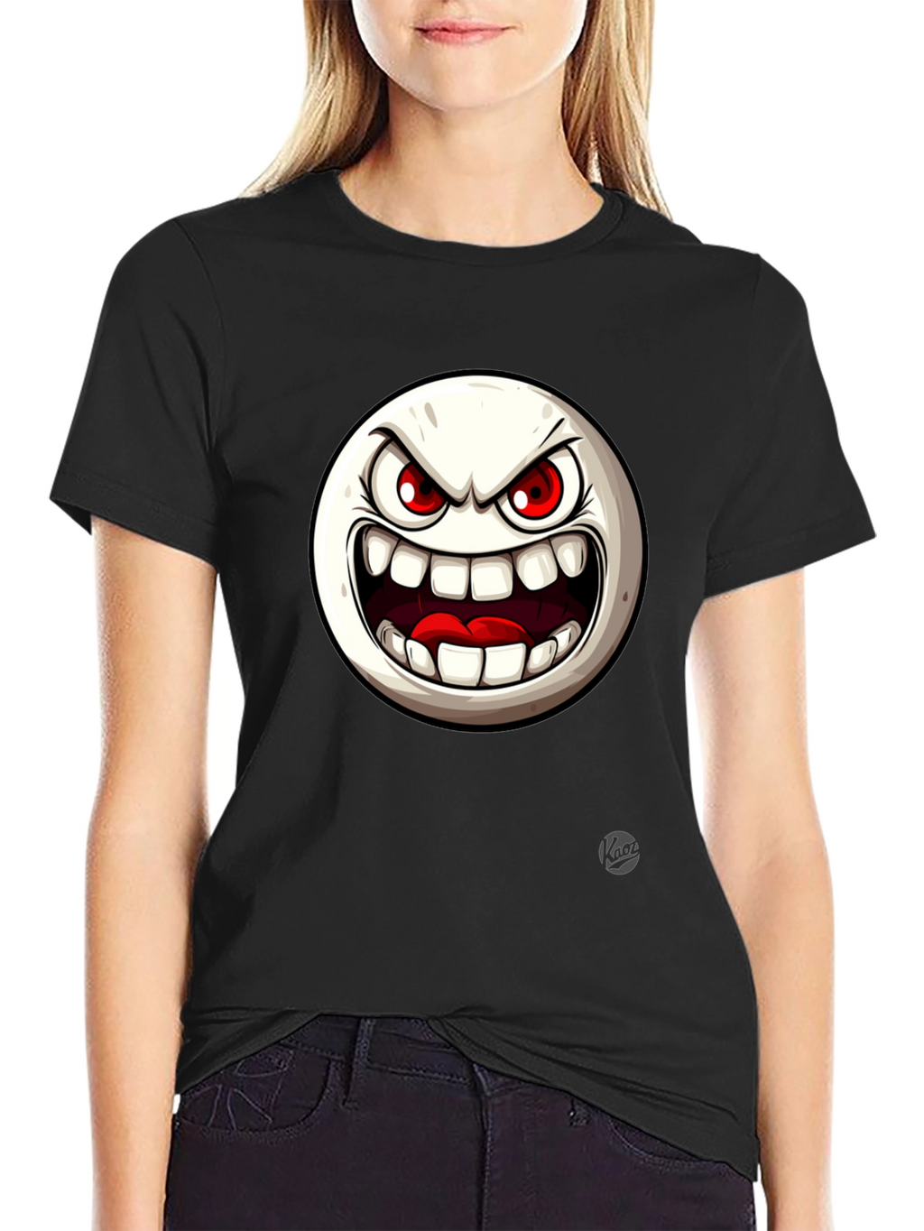 Angry Face Graphic Black T-Shirt