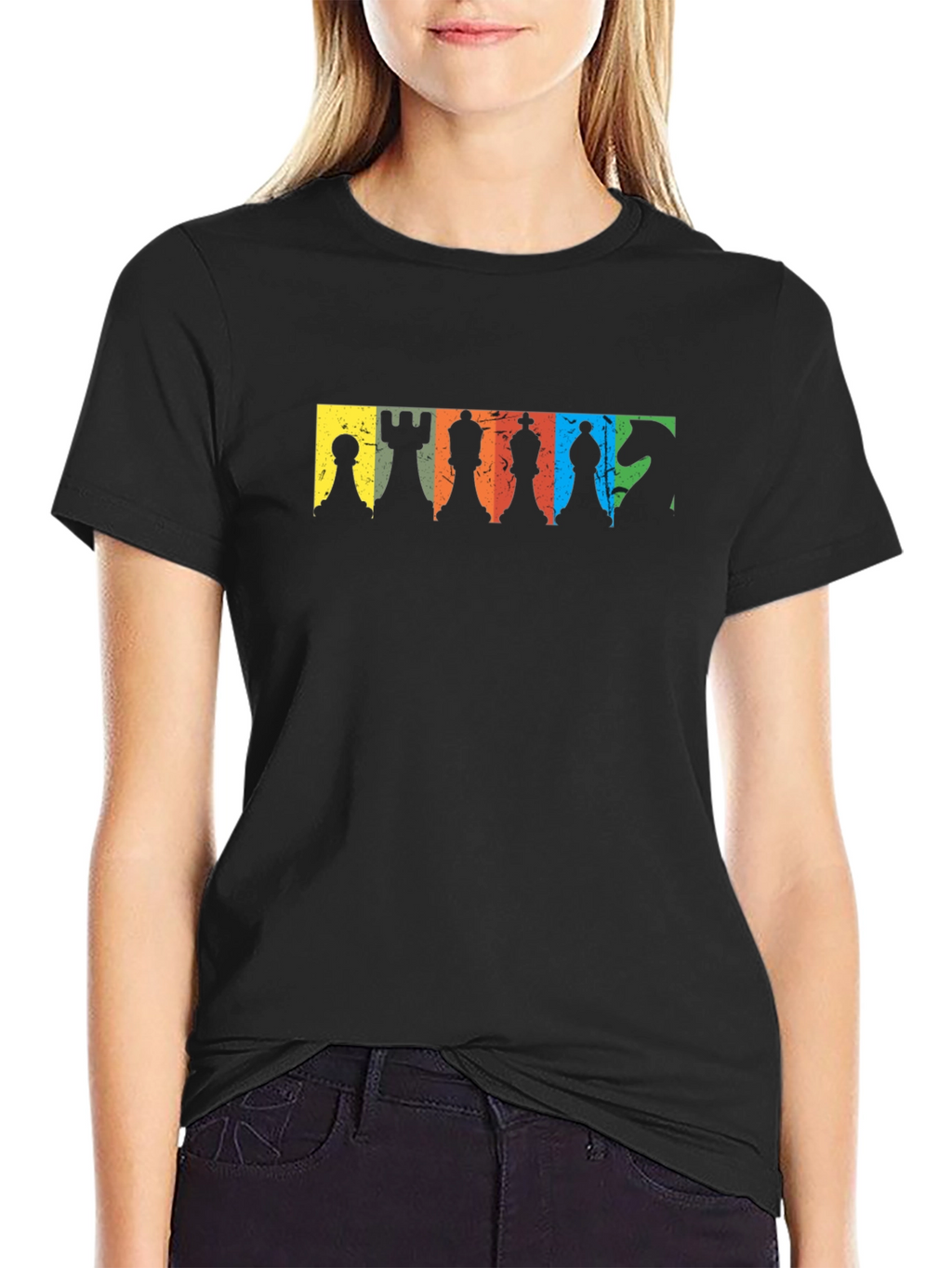 Chess Pieces Graphic Black T-Shirt