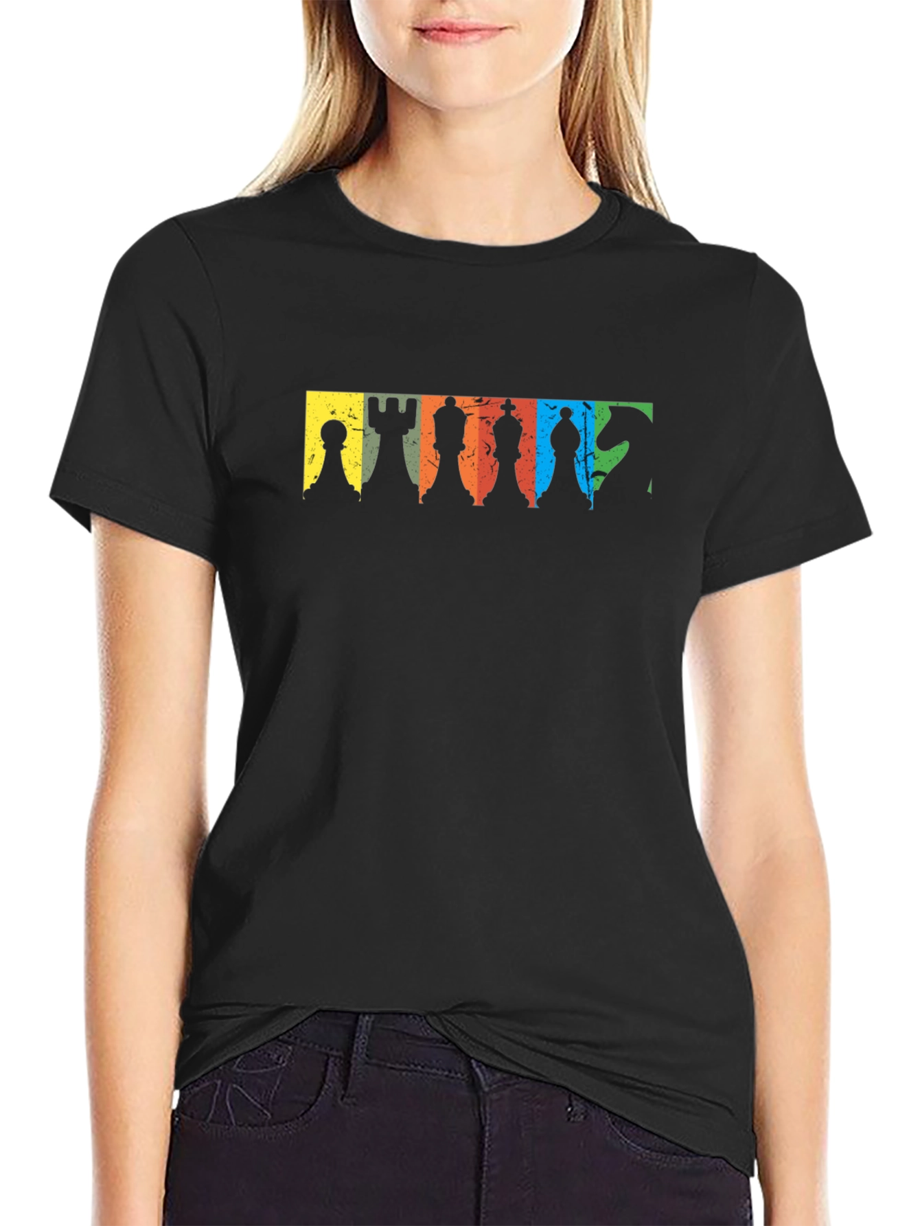 Chess Pieces Graphic Black T-Shirt