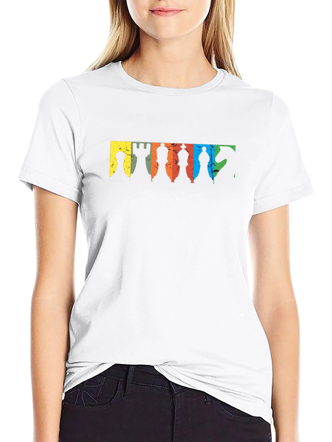 Chess Pieces Graphic Black T-Shirt
