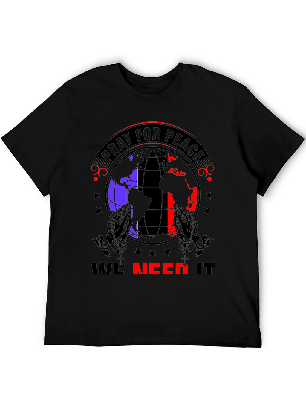 Pray for Peace Graphic T-Shirt - Black