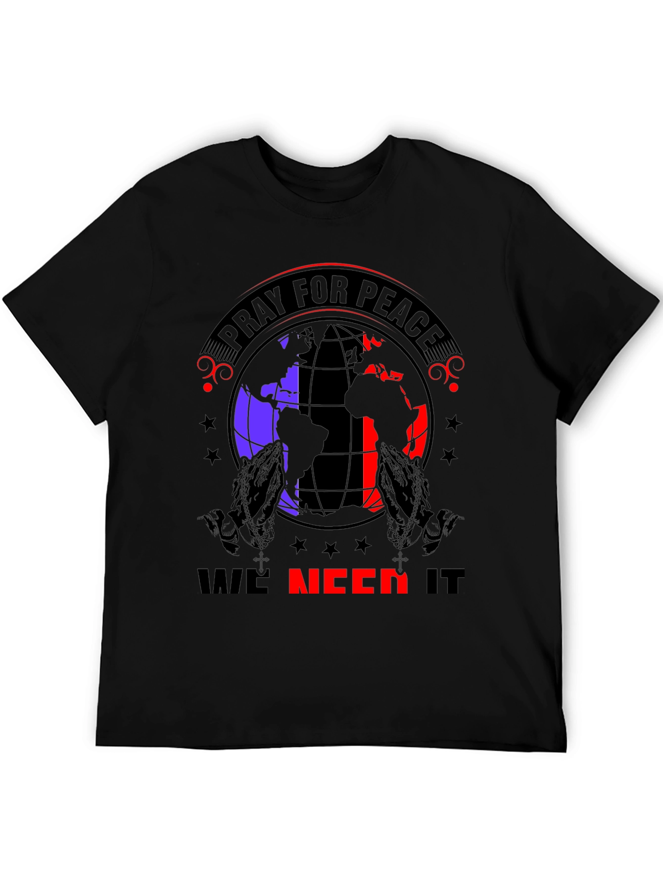 Pray for Peace Graphic T-Shirt - Black