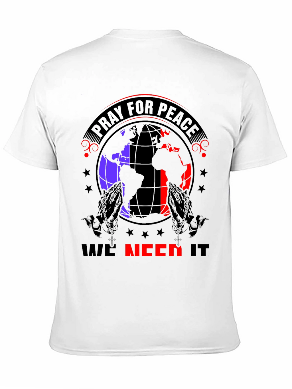Pray for Peace Graphic T-Shirt - Black