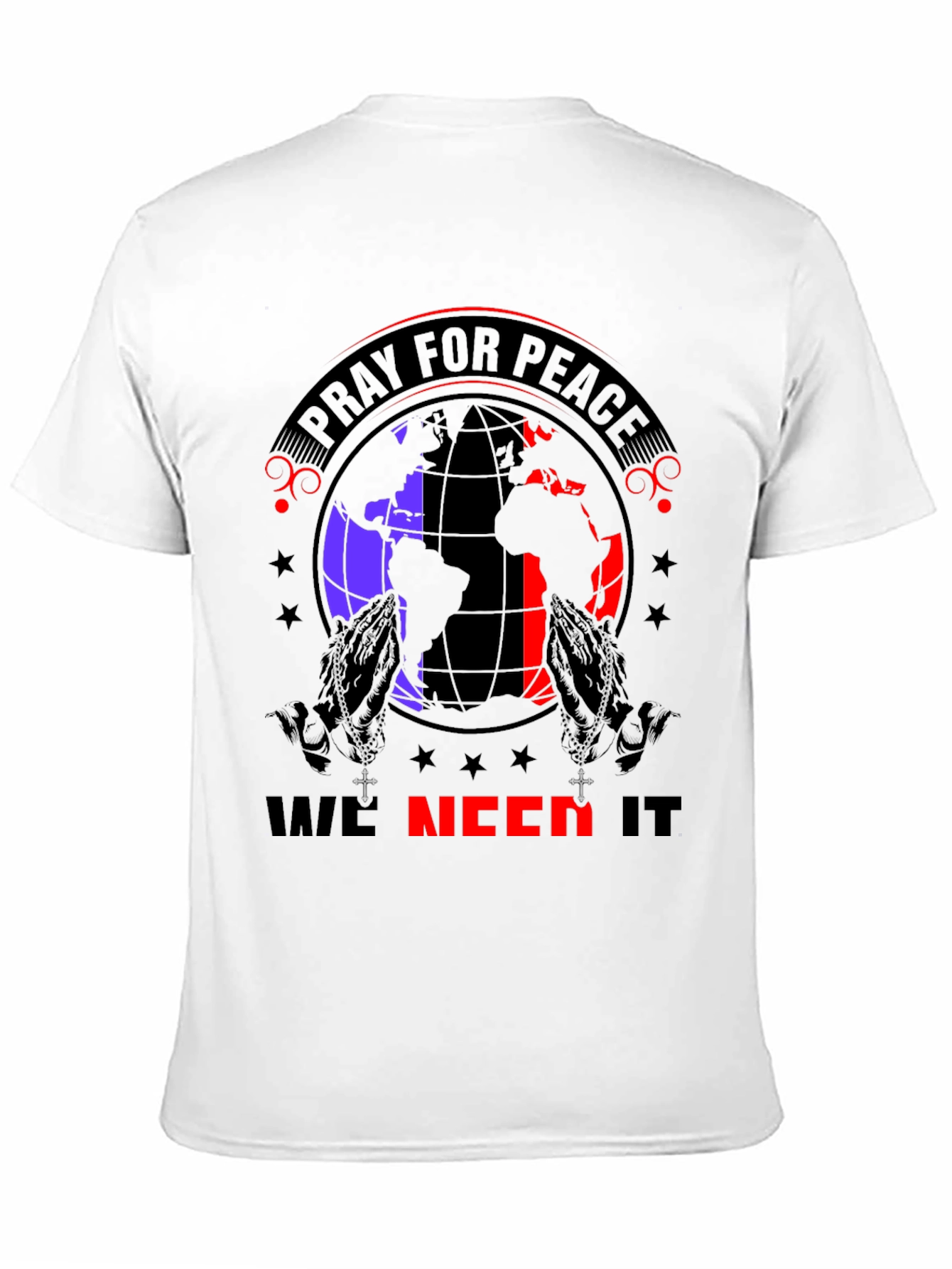 Pray for Peace Graphic T-Shirt - Black