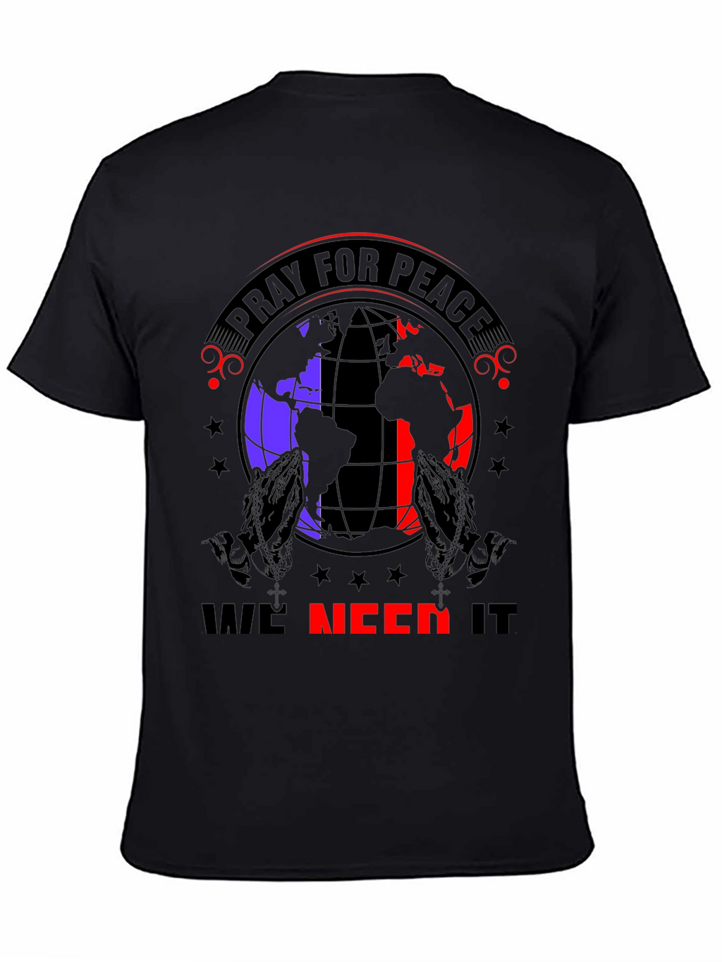 Pray for Peace Graphic T-Shirt - Black