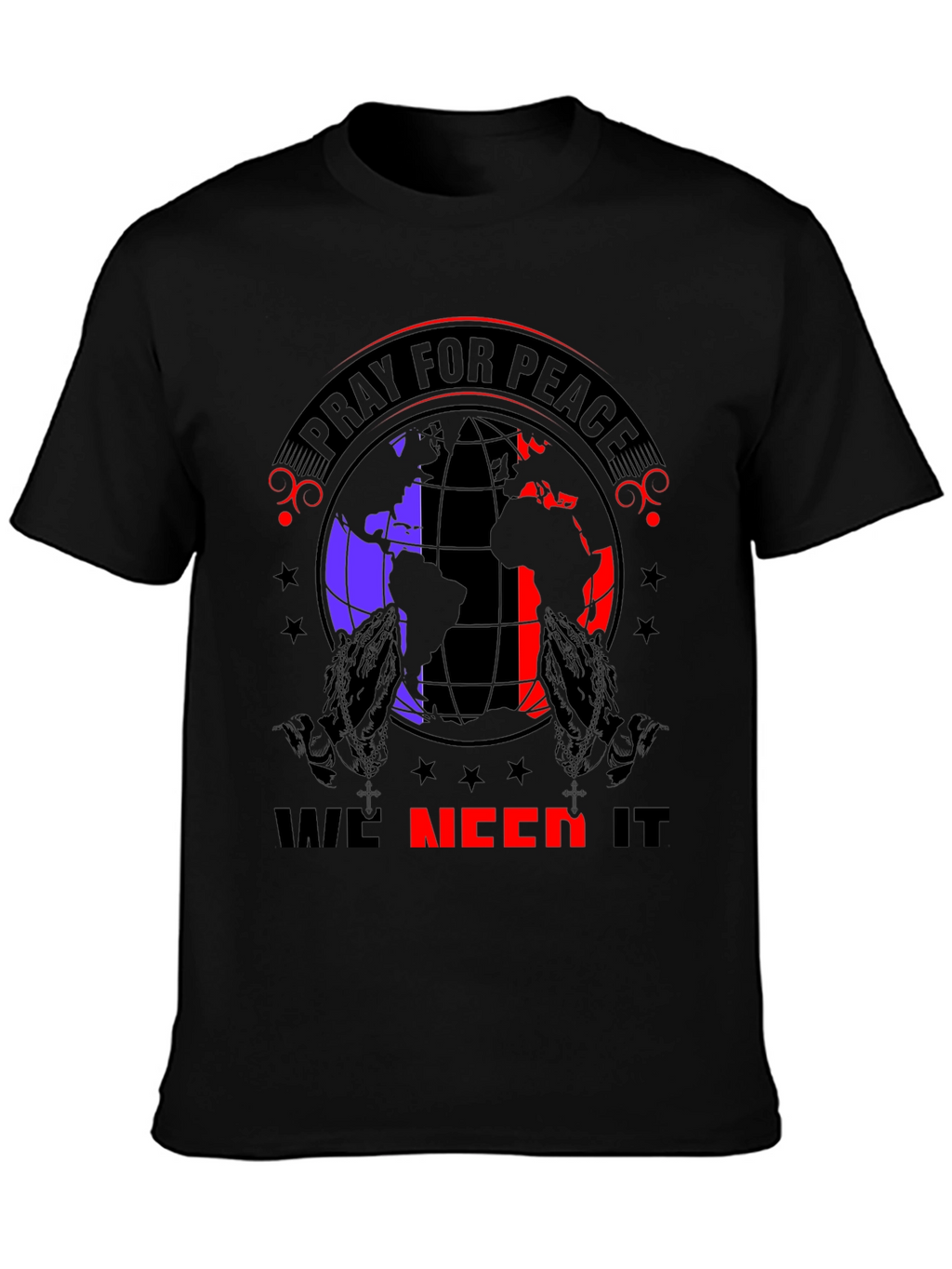 Pray for Peace Graphic T-Shirt - Black