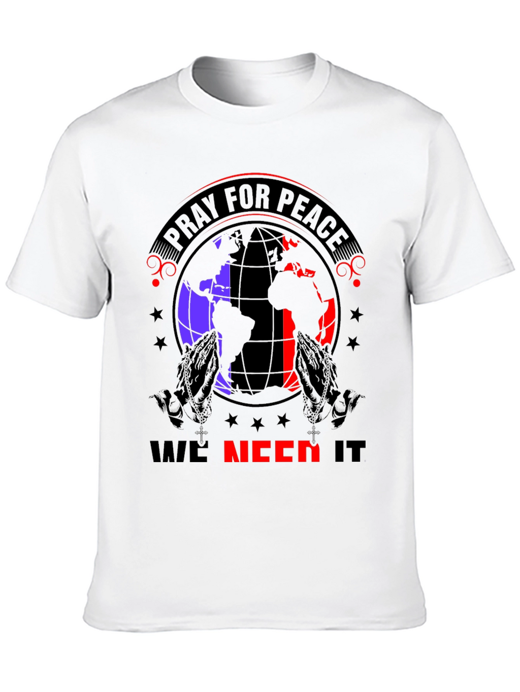 Pray for Peace Graphic T-Shirt - Black