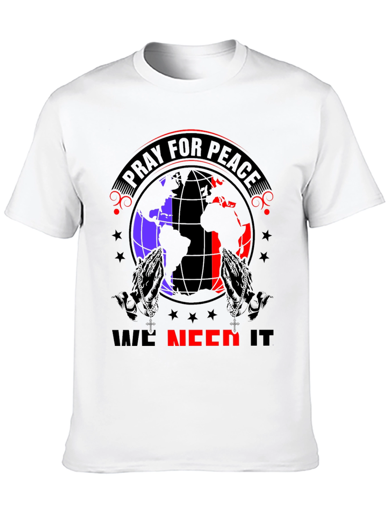 Pray for Peace Graphic T-Shirt - Black