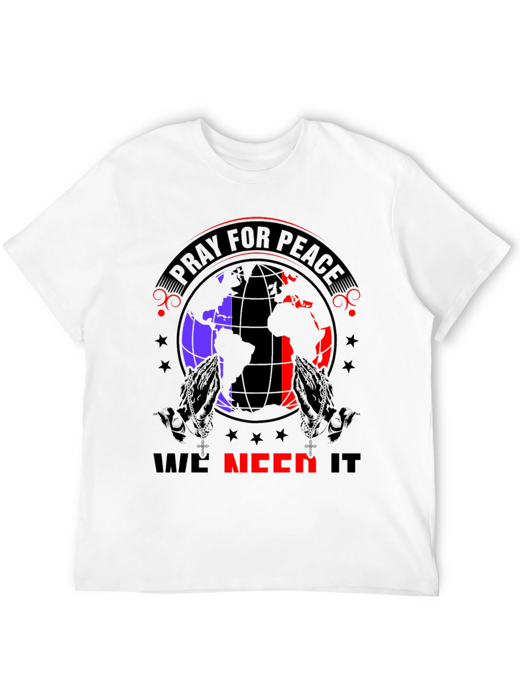 Pray for Peace Graphic T-Shirt - Black
