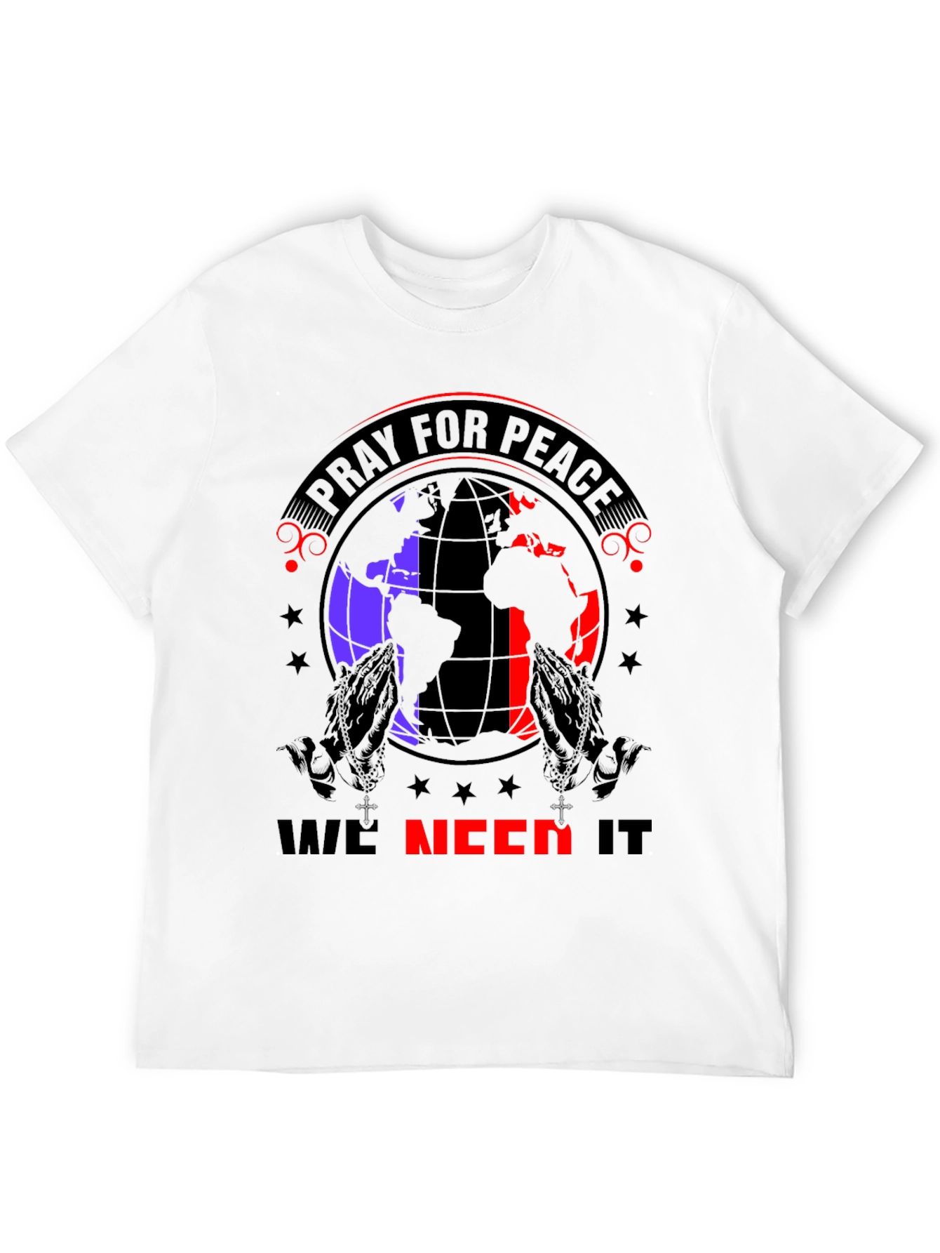 Pray for Peace Graphic T-Shirt - Black