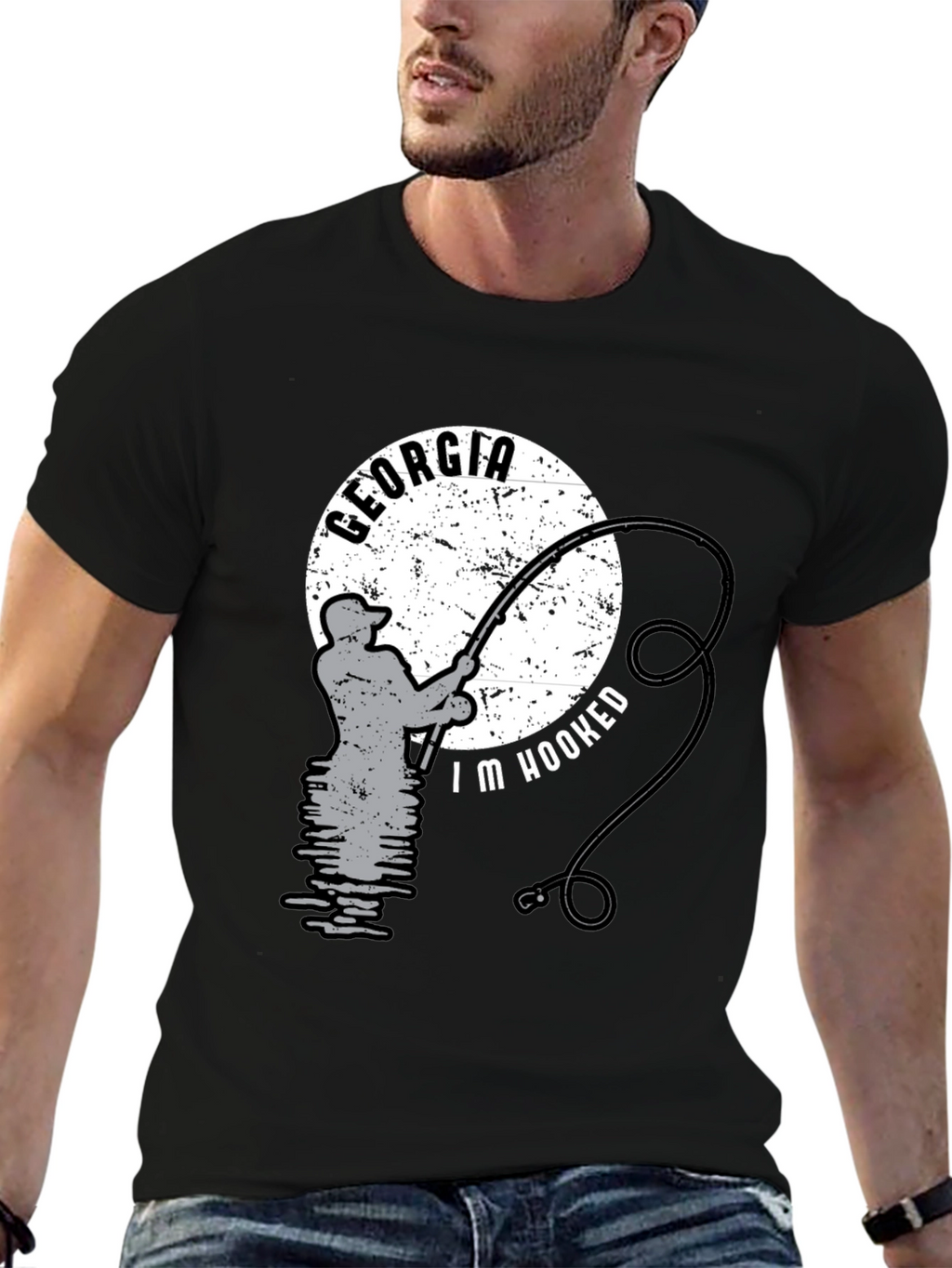 Georgia Fishing T-Shirt - Im Hooked Black Tee