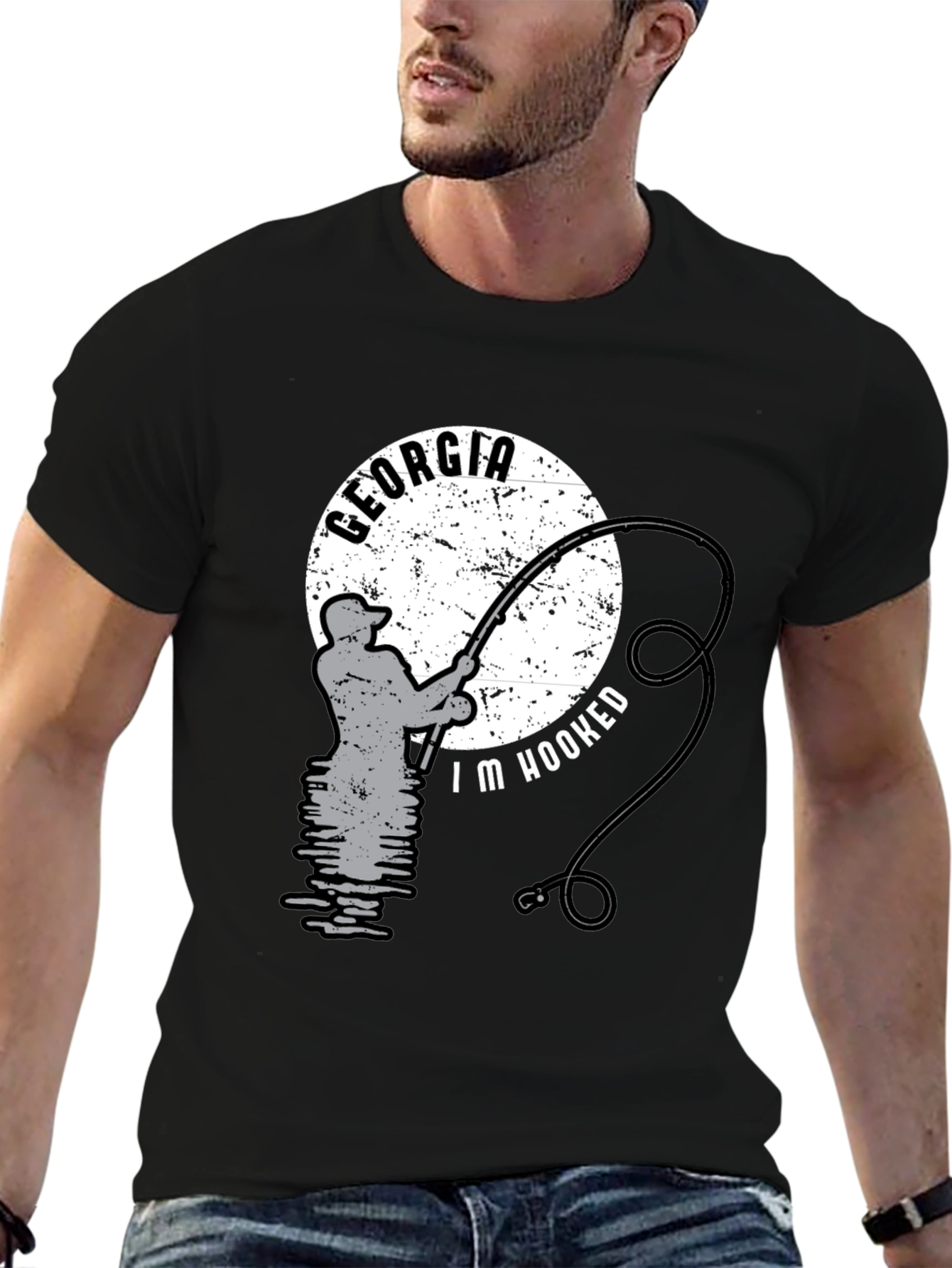 Georgia Fishing T-Shirt - Im Hooked Black Tee